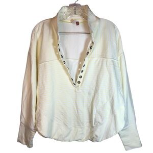 Anthropologie Pilcro Henley Spliced Pullover Sweatshirt Women M Stripe Yellow